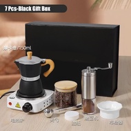 7Pcs Coffee Maker Machine Set Moka Pot Coffee Maker Hand Brew Espresso Coffee With Grinder Electric