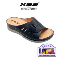 XES Ladies BSLCYS520 Comfort Slip On Sandal Wedges (Black, Almond)