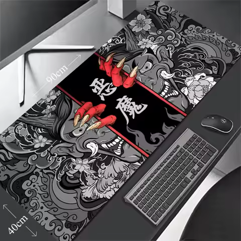Game mouse pad Japanese samurai devil mouse pad black ghost face gamer desk pad mouse pad carpet acc