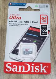 SanDisk 新帝 Micro-SD / TF Ultra 64G【Class10 / U1 / 100M】記憶卡