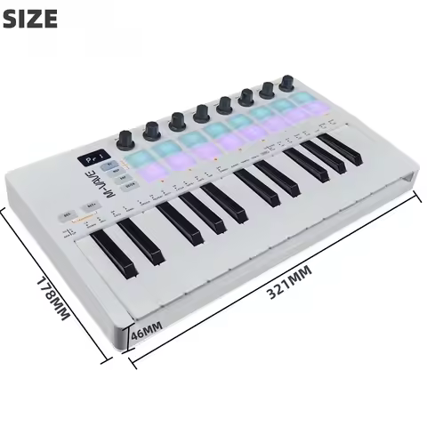 M-VAVE SMK-25 II 25-Key USB MIDI Pad Controller Keyboard with 16 RGB Drum Pads 8 Knobs And Music Pro