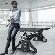 Desk Dining Table Metal Industrial Style Solid Wood Rectangular Coffee Table Lifting Iron Workbench 
