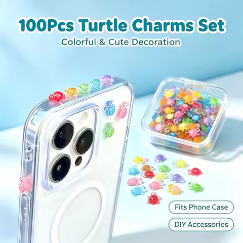 100Pcs Lucky Turtle Resin Charms, Kpop Idol Same Style Mini Turtle, DIY Accessories for Phone Case D