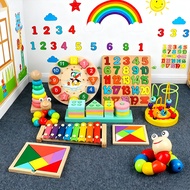 8 in 1 Developmental Wooden Set Includes 8 Piano Notes Number Calculation Board And Geometric Activi