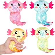 Sezua Squishy Fidget Stress Ball - 4 Pack Taba Squishies Squeeze Sensory Axolotl Toys, Axolotl Squis