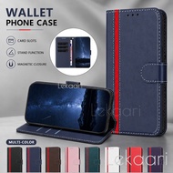 Leather Flip Case for Realme 16 15 15t 14 14t 13 12 12x P1 Pro Plus 5G Retro Contrast Stitching Wall