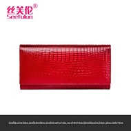 SIFULUN | กระเป๋าสตางค์ป้องกันการโจรกรรม RFID หนังแท้ยาว