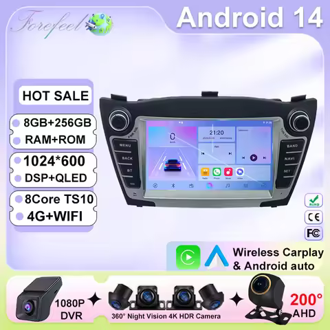 Android 14 Car Radio Player Carplay Multimedia WIFI Bluetooth for Hyundai IX35 Tucson 2 LM 2009-2015