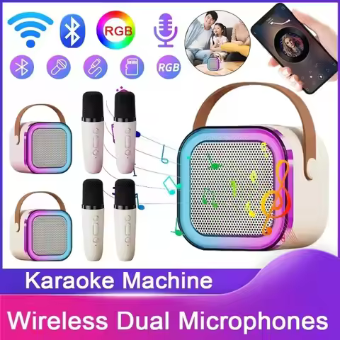 K12 Karaoke Machine Portable Bluetooth 5.3 PA Speaker System with 1-2 Wireless Microphones Home Fami