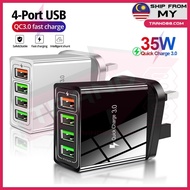 TRAND88 35W 5.0A QC 3.0 4 USB Port 30W Quick Fast Charging Travel Phone Charger Adapter Wall Plug UK