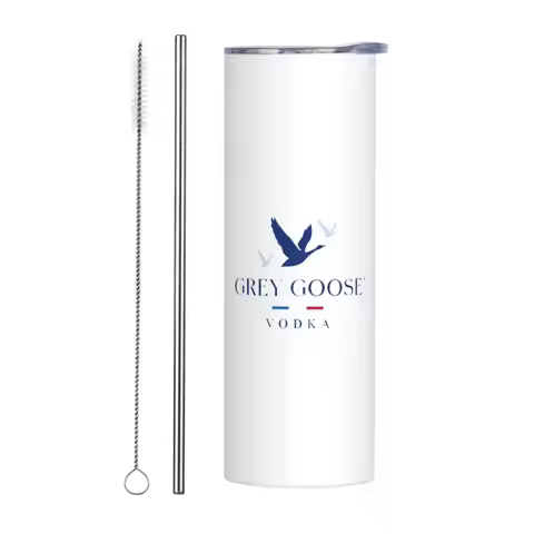 Grey Goose Vodka Stainless Steel Tumbler Vacuum Insulated Mug Thermal Cold Cup Straws With Lid 20oz