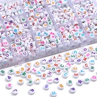 50pcs 4x7mm A-Z English Letter Acrylic Beads Round Flat Alphabet /Letter Acrylic Spacer Beads For Fashion DIY Jewelry Making Accessories