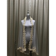 Wedding Veil/ Premium Handmade Embroidered Bridal Veil - White Gold 2