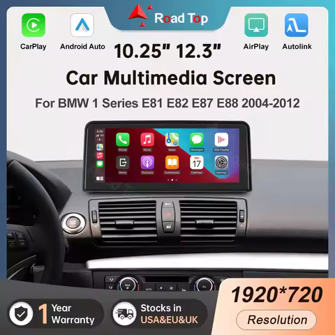 Road Top Wireless CarPlay Android Auto Car Multimedia Display For BMW 1 Series E81 E82 E87 E88 CCC C