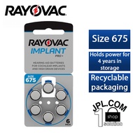 Rayovac Implant Pro+ Zinc Air Hearing Aid Battery 675 (6 Pieces Per Pack)
