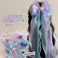 princess girls shell sea star fish tail bowknot ribbon hairpin sweet baby kids girls mermaid hari cl
