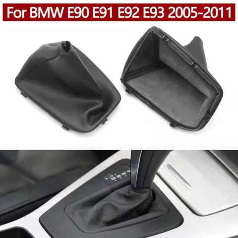 Black Automatic Gear Shifter Boot Leather Dust Cover Frame For BMW 3 Series E90 E91 E92 E93 2005-201