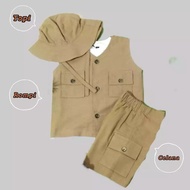 Rompi Set Safari Anak  Usia 8 Bulan-14 Tahun/Set Baju Safari Anak