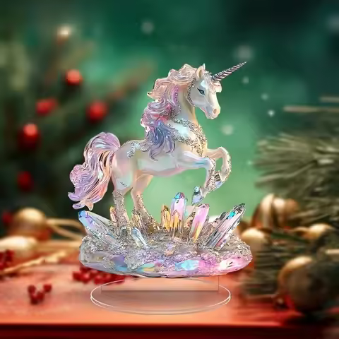 Acrylic Dream Unicorn Signboard Tabletop Ornament Handicrafts 2D Flat Elegant Table Decoration Home