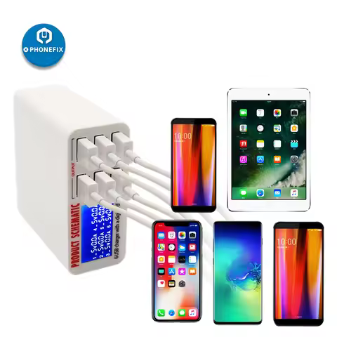 Phone Repair 6 Port USB Fast Charger EU US UK Plug for iPhone Repair Fast Charging Station with LCD