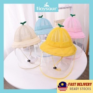 [02 YO] Tinysaur Baby Cute Hat With Face Shield For Kids Face Shield Bucket Hat Kids Topi Budak Lelaki Topi Baby Girl