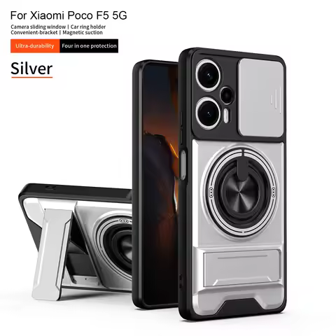 For Xiaomi Poco F5 F4/Redmi Note 12 Turbo K40S Armored hard shell 360°rotating magnetic ring holder 