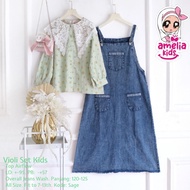 ((GIRL'S OVERAL SET WITH BEAUTIFUL MOTIFS )) VIOLI OVERAL SET BY AMELIA / CLOTHES SET LD 90 PJ 130 A