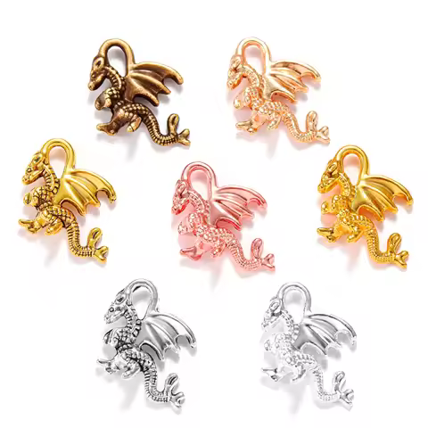 15pcs 7 Color Alloy Flying Dragon Charm For Bracelet necklace Keychain Pendant DIY Jewelry Accessori
