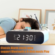 FM Clock Radio with Bluetooth Streaming Play LED Display Dual Alarm Clock 1500MAh Hi-Fi Speaker with