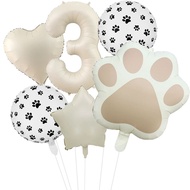 6Pcs Animal Lets Pawty Dog Cat Paw Aluminum Balloon 32 inch Cream Number Birthday Party Decor Balloo