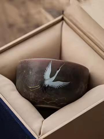 85ml Coarse Pottery Kiln Fambe Ceramic Teacup Retro Colorful Vitalmine Master Cup Crane Art Tea Bowl