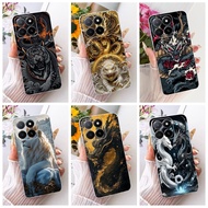 For Honor X5b Plus Case GFY-LX2P Luxury Dragon Lion Cat Cartoon Soft Slim Clear TPU Cover For Honor 
