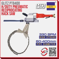 GLITZ GL-PT8400 H/Duty Pneumatic Reciprocating Hack Saw for 80-400mm Pipe - High Stroke 330 BPM Indu