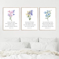 【With Frame】Christian Floral Botanical Scripture Bible Verse Poster Isaiah 408 Canvas Painting