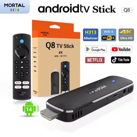 Global Version Android14 TV Stick Home Theater Allwinner H313 Mortal Q8 Support 4K@60fps Wifi6 Bluet