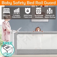 Baby Bed Rail Guard Fence - Safety Bedrail Side Bumper - Vertical Lift 7 Adjustable Height Gate - An