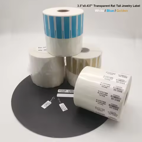 High quality Rattail Jewelry tag 3.5"x 0.437" printed by Zebra ZD421T thermal transfer printer