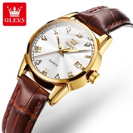 OLEVS Jam Tangan Perempuan Woman Watch Quartz Analog Sports Waterproof Leather Watch