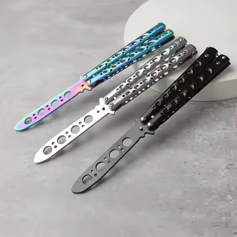 Portable Butterfly Training Knife Foldable CSGO Balisong Trainer Pocket Flail Knife Uncut Blade Butt