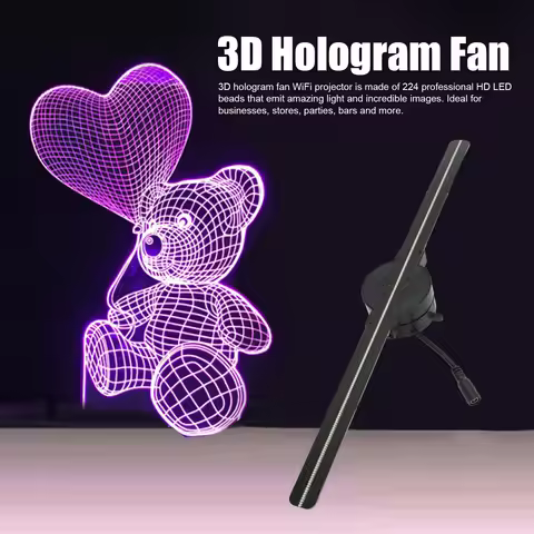 Black 3D Hologram Projector 2000x224 Clear 3D Hologram Fan WiFi Projector Borderless Images Custom E