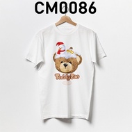 teddy bear Cute Cotton Tshirt White Red 2XL Short Sleeve Streetwear CM0086