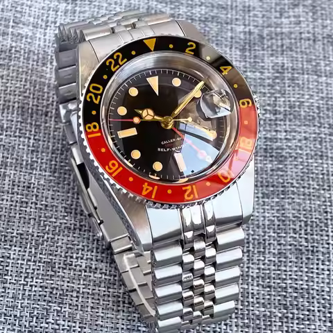 904L Steel Bracelet GMT Bubble Sapphire Crystal Glass 200m Waterproof 38mm Classic Retro NH34 GMT Au