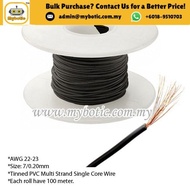 Tinned PVC Multi Strand Single Core Multicore Wire AWG 22-23 (7/0.2mm) Black