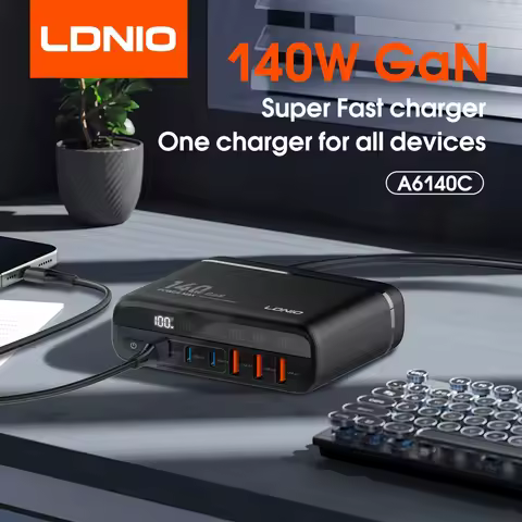 LDNIO 140W GaN USB C Charger 6 Port PD QC5 Fast Charging Station for Laptop MacBook iPad iPhone Sams