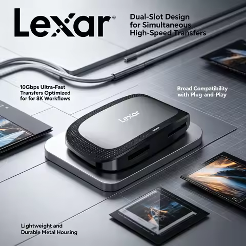Lexar 10Gbps USB 32Gen2 Dual Slot Reader CFexpress TypeA SD UHS II 900MBs Read 312MBs 8K Video FastT
