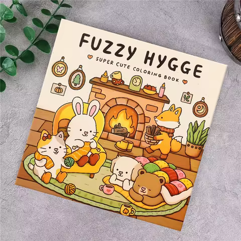 Fuzzy Hygge: Cozy Adult & Teen Coloring Book with Cute Animal Characters to Relieve Stress - Cute An