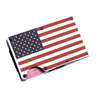 USA US Flag Mens Wallet RFID Protected Stainless Steel Money Clip - Compact Credit and Business Card