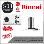 RINNAI RH-C209-GCR CHIMNEY HOOD LED TOUCH CONTROL  +  RINNAI RB-73TS 3 BURNER BUILT-IN HOB STAINLESS STEEL TOP PLATE