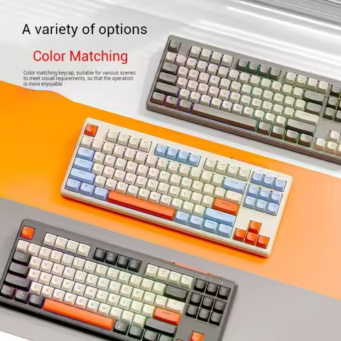 Free Wolf M87 75% Wireless Gaming Keyboard Silent Rainbow Backlit Bluetooth/2.4Ghz PBT Gradient Keyc