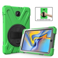 For Galaxy Tab A 8.0 2018 Case, Hybrid Three Layer Heavy Duty Shockproof Full Body Protective Case with Hand Strap &amp; 360 Rotating KickStand for Samsung Galaxy Tab A 8.0 (2018) SM-T387